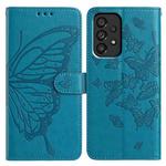 For Samsung Galaxy A53 Butterfly Flutter Pattern Embossed Leather Phone Case(Blue)