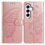 For Samsung Galaxy A55 Butterfly Flutter Pattern Embossed Leather Phone Case(Rose Gold)