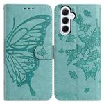 For Samsung Galaxy A55 Butterfly Flutter Pattern Embossed Leather Phone Case(Green)