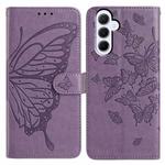 For Samsung Galaxy A55 Butterfly Flutter Pattern Embossed Leather Phone Case(Purple)