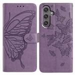 For Samsung Galaxy A56 Butterfly Flutter Pattern Embossed Leather Phone Case(Purple)