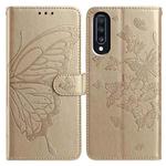 For Samsung Galaxy A70 Butterfly Flutter Pattern Embossed Leather Phone Case(Gold)
