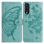 For Samsung Galaxy A70 Butterfly Flutter Pattern Embossed Leather Phone Case(Green)