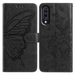 For Samsung Galaxy A70 Butterfly Flutter Pattern Embossed Leather Phone Case(Black)