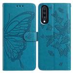 For Samsung Galaxy A70 Butterfly Flutter Pattern Embossed Leather Phone Case(Blue)