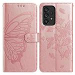 For Samsung Galaxy A72 Butterfly Flutter Pattern Embossed Leather Phone Case(Rose Gold)