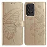 For Samsung Galaxy A72 Butterfly Flutter Pattern Embossed Leather Phone Case(Gold)