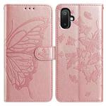 For Samsung Galaxy M05 Butterfly Flutter Pattern Embossed Leather Phone Case(Rose Gold)