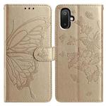 For Samsung Galaxy M05 Butterfly Flutter Pattern Embossed Leather Phone Case(Gold)