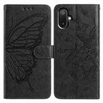 For Samsung Galaxy M05 Butterfly Flutter Pattern Embossed Leather Phone Case(Black)