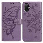 For Samsung Galaxy M05 Butterfly Flutter Pattern Embossed Leather Phone Case(Purple)