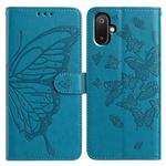 For Samsung Galaxy M05 Butterfly Flutter Pattern Embossed Leather Phone Case(Blue)