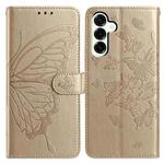 For Samsung Galaxy M16 Butterfly Flutter Pattern Embossed Leather Phone Case(Gold)