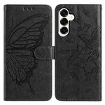 For Samsung Galaxy M16 Butterfly Flutter Pattern Embossed Leather Phone Case(Black)