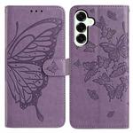 For Samsung Galaxy M16 Butterfly Flutter Pattern Embossed Leather Phone Case(Purple)