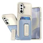 For Samsung Galaxy A36 / A56 5G Sliding Card Holder Integrated Phone Case with Kickstand(Beige Blue)
