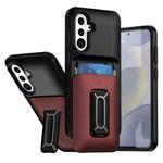 For Samsung Galaxy A36 / A56 5G Sliding Card Holder Integrated Phone Case with Kickstand(Black Red)