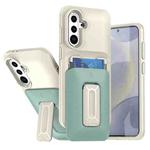For Samsung Galaxy A55 5G Sliding Card Holder Integrated Phone Case with Kickstand(Beige Green)
