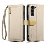 For Samsung Galaxy S23+ 5G ESEBLE E11 Colorful Litchi Pattern Zipper Wallet Leather Phone Case(Khaki)