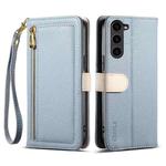 For Samsung Galaxy S23+ 5G ESEBLE E11 Colorful Litchi Pattern Zipper Wallet Leather Phone Case(Sky Blue)