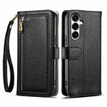 For Samsung Galaxy S23 FE 5G ESEBLE E11 Colorful Litchi Pattern Zipper Wallet Leather Phone Case(Black)