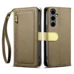 For Samsung Galaxy S24+ 5G ESEBLE E11 Colorful Litchi Pattern Zipper Wallet Leather Phone Case(Amber Brown)