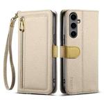 For Samsung Galaxy S24+ 5G ESEBLE E11 Colorful Litchi Pattern Zipper Wallet Leather Phone Case(Khaki)