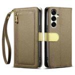 For Samsung Galaxy S24 FE 5G ESEBLE E11 Colorful Litchi Pattern Zipper Wallet Leather Phone Case(Amber Brown)