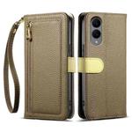 For Samsung Galaxy S25 Edge 5G ESEBLE E11 Colorful Litchi Pattern Zipper Wallet Leather Phone Case(Amber Brown)