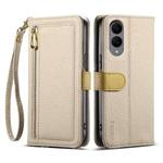 For Samsung Galaxy S25 Edge 5G ESEBLE E11 Colorful Litchi Pattern Zipper Wallet Leather Phone Case(Khaki)