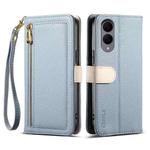 For Samsung Galaxy S25 Edge 5G ESEBLE E11 Colorful Litchi Pattern Zipper Wallet Leather Phone Case(Sky Blue)