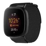 For Fitbit Versa 4 / 3 / Sense 2 / 1 xDfind Quick Release Nylon Hook And Loop Fastener Buckle Watch Band(Black)