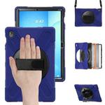 For Samsung Galaxy Tab S10 FE+ Rotatable Kickstand Grip Heavy Duty Hard Rugged Tablet Case(Navy Blue)