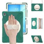 For Samsung Galaxy Tab S10 FE+ Rotatable Kickstand Grip Heavy Duty Hard Rugged Tablet Case(Emerald Green)