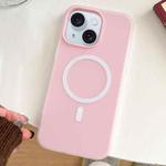 For iPhone 15 Plus Skin Feel MagSafe Magnetic PC Hybrid TPU Phone Case(Light Pink)