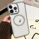For iPhone 12 Pro Max Diamond Lens Frame MagSafe Wave Texture Clear Phone Case(Grey)