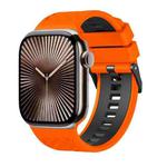 For Apple Watch 46mm / 49mm / 45mm / 44mm Diamond Texture Two Color Silicone Watch Band(Orange Black)