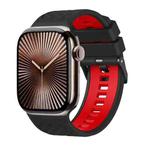 For Apple Watch 46mm / 49mm / 45mm / 44mm Diamond Texture Two Color Silicone Watch Band(Black Red)