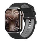 For Apple Watch 46mm / 49mm / 45mm / 44mm Diamond Texture Two Color Silicone Watch Band(Black Grey)