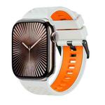 For Apple Watch 46mm / 49mm / 45mm / 44mm Diamond Texture Two Color Silicone Watch Band(Grey Orange)