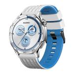 22mm Angular Two Color Silicone Watch Band(White Blue)