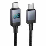 hoco X118 Generous 1m 60W Fast Charging Data Cable with Display, Interface:Type-C to Type-C(Black)