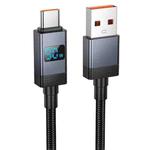 hoco X118 Generous 1m 60W Fast Charging Data Cable with Display, Interface:USB to Type-C(Black)