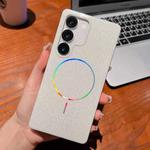 For Samsung Galaxy S23+ 5G Glitter Powder Plating MagSafe IMD Full Coverage Phone Case(White)