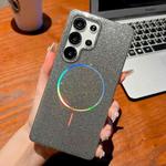 For Samsung Galaxy S25 Ultra 5G Glitter Powder Plating MagSafe IMD Full Coverage Phone Case(Black)