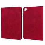 For iPad Air 13 2025 / 2024 Peacock Embossed Pattern Leather Tablet Case(Red)
