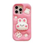 For iPhone 11 Pro Max Cartoon Cute Rabbit Stand Phone Case(Pink)