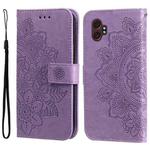 For Samsung Galaxy XCover7 Pro Seven-petal Flowers Embossing Leather Phone Case(Light Purple)