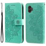 For Samsung Galaxy XCover7 Pro Seven-petal Flowers Embossing Leather Phone Case(Green)