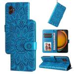 For Samsung Galaxy XCover7 Pro Embossed Sunflower Leather Phone Case(Blue)